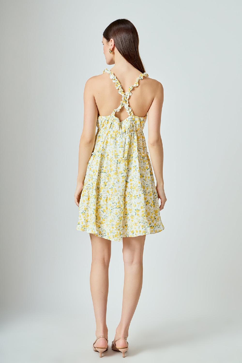 Endless Rose Floral Ruffle Detail Mini Dress YELLOW MULTI