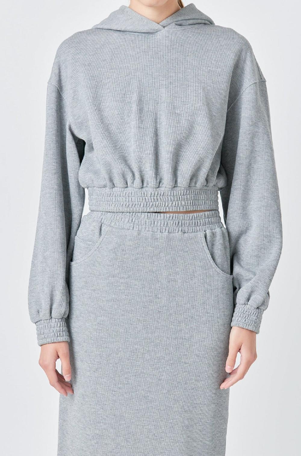 Endless Rose French Terry Cropped Hoodie HEATHER GREY