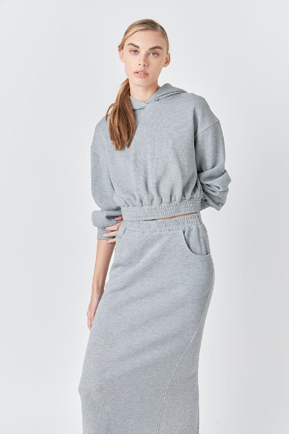 endless rose French Terry Cropped Hoodie HEATHER GREY