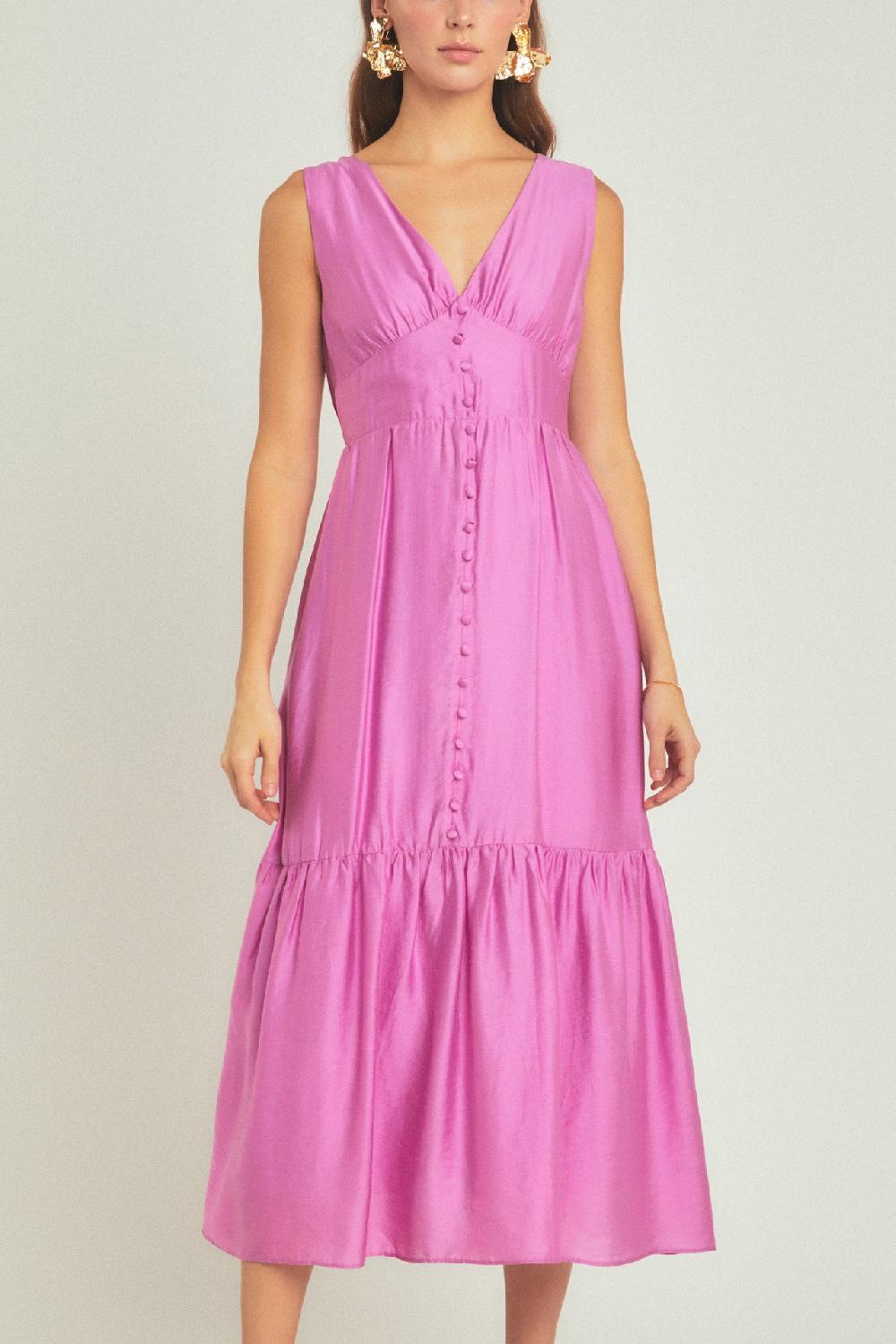 Endless Rose Front Button Dress With Back Bow ORCHID