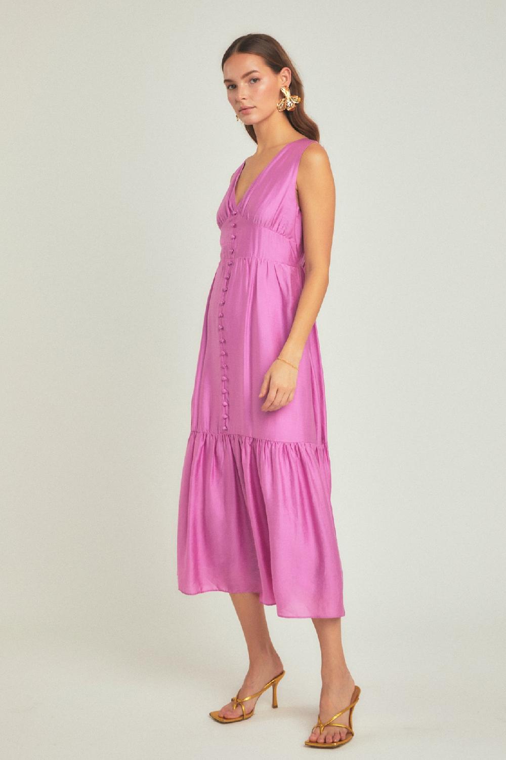 Endless Rose Front Button Dress With Back Bow ORCHID