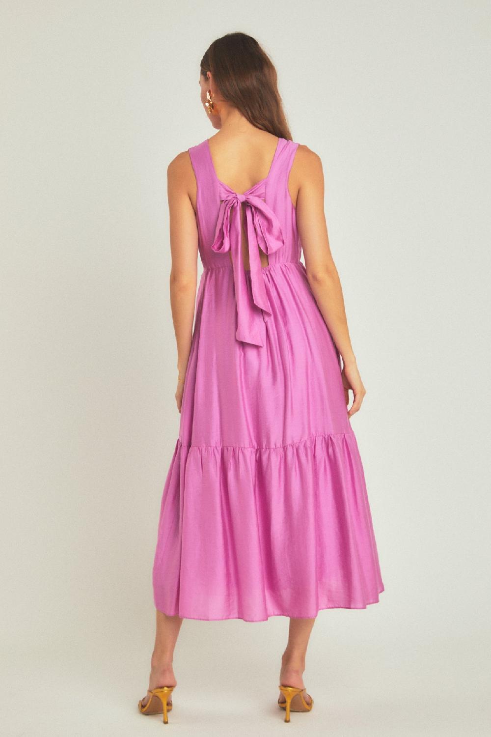 Endless Rose Front Button Dress With Back Bow ORCHID