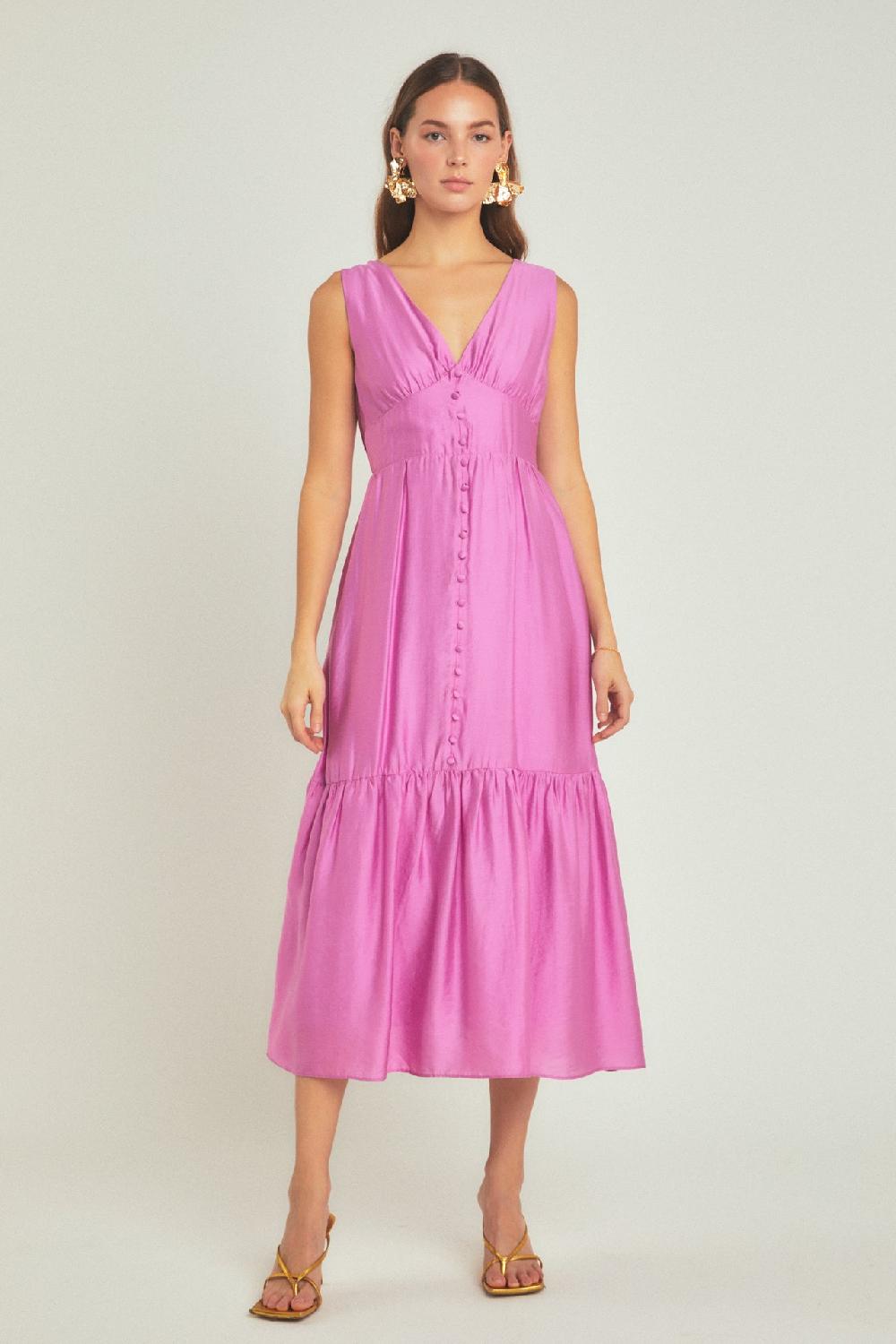 endless rose Front Button Dress with Back Bow ORCHID