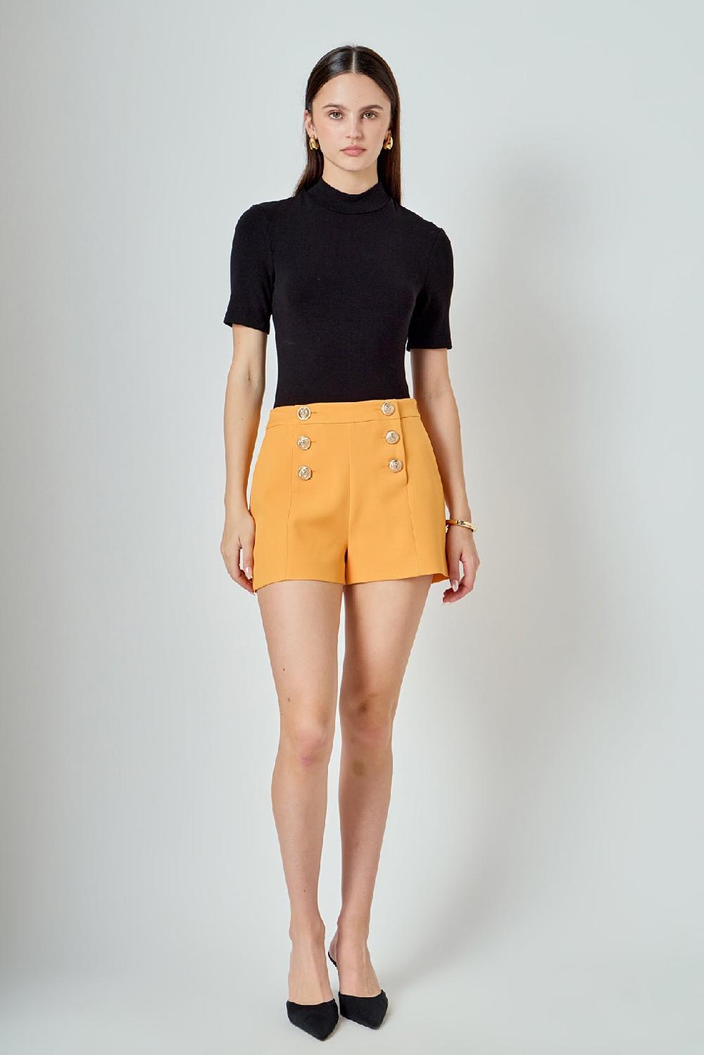 endless rose Gold Color Button Detail Shorts ORANGE