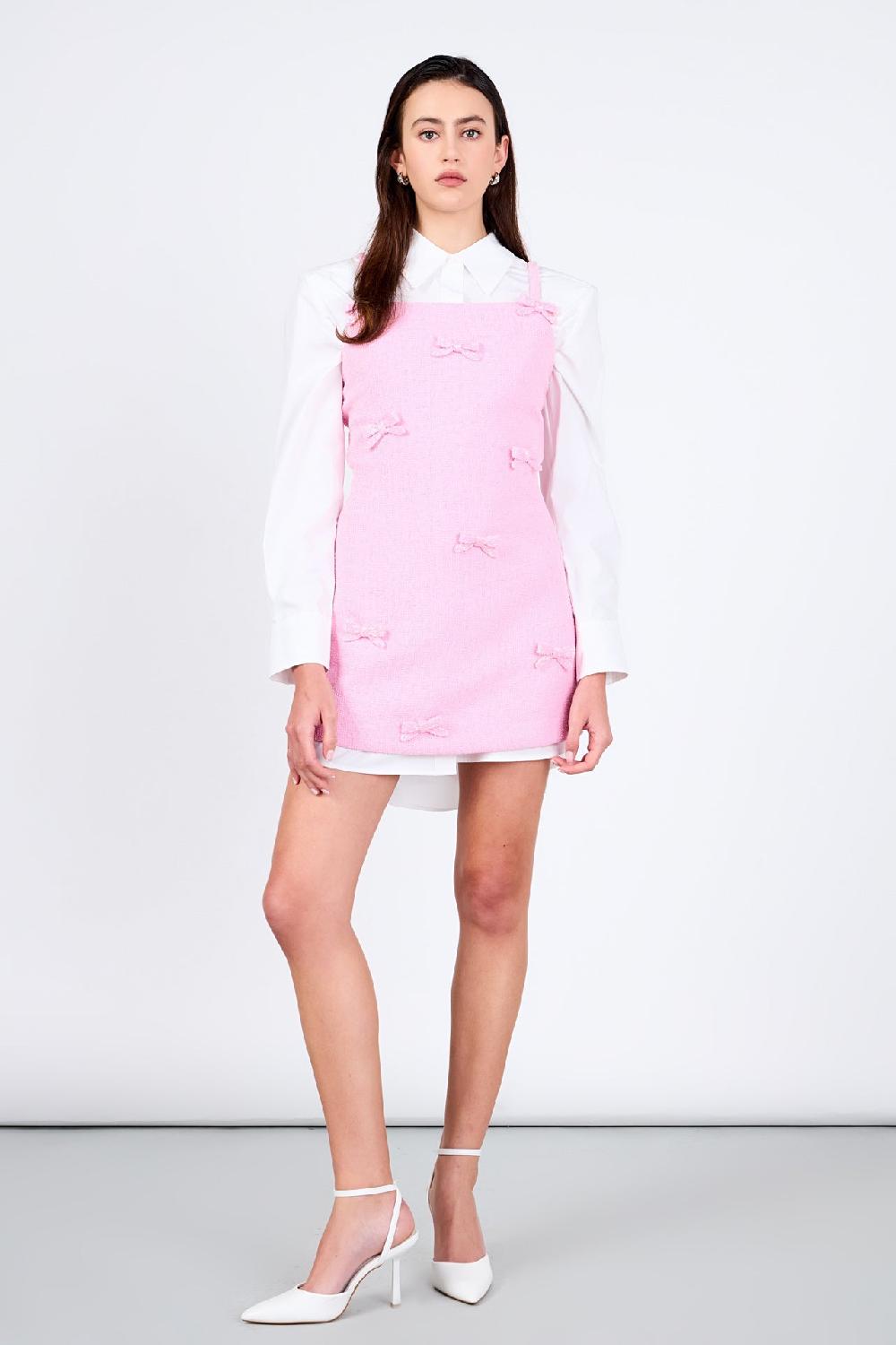 Endless Rose Gracie Bow Embellished Sleeveless Mini Dress PINK