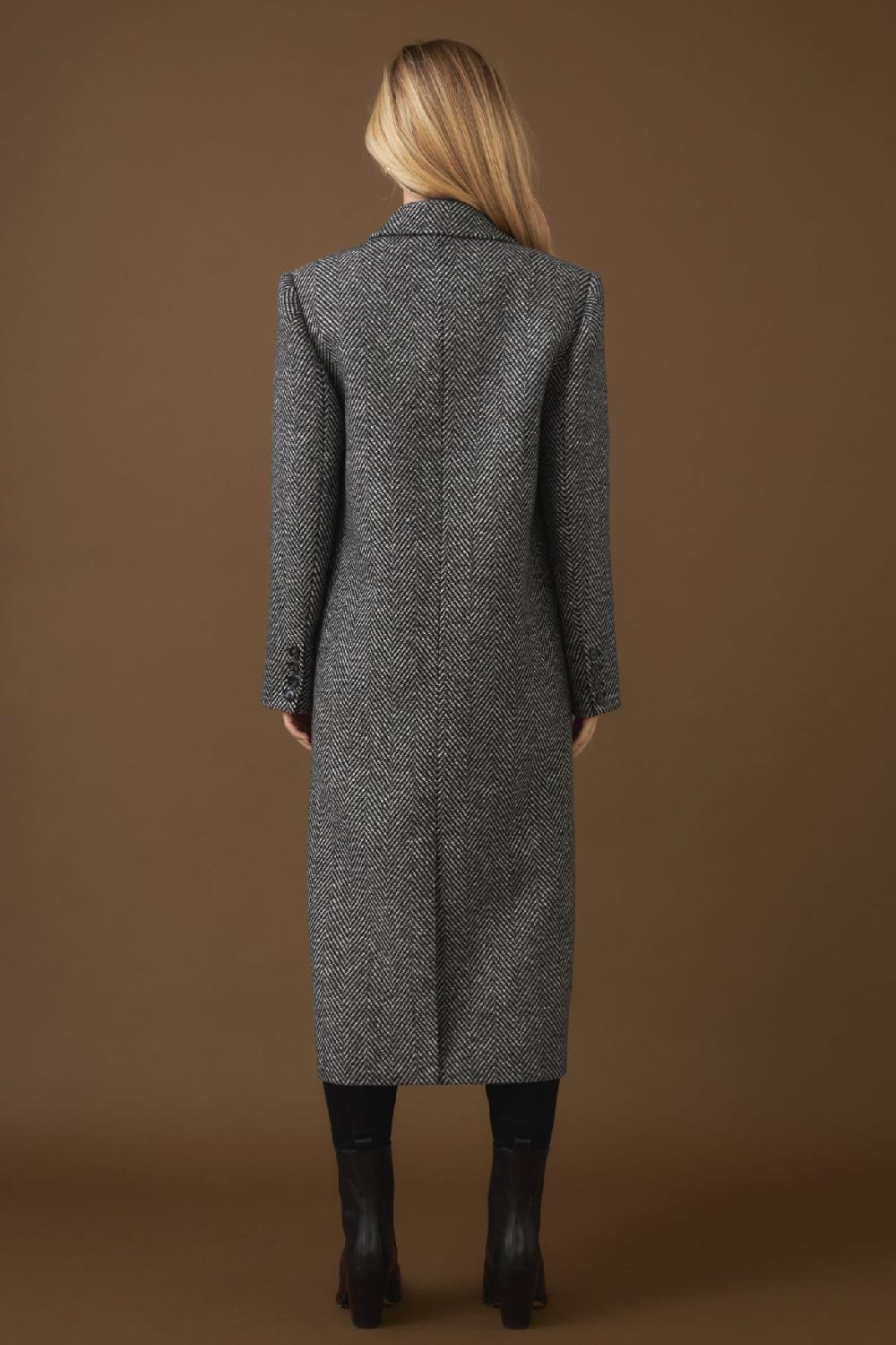 Endless Rose Herringbone Double Breasted Coat BLACK/WHITE