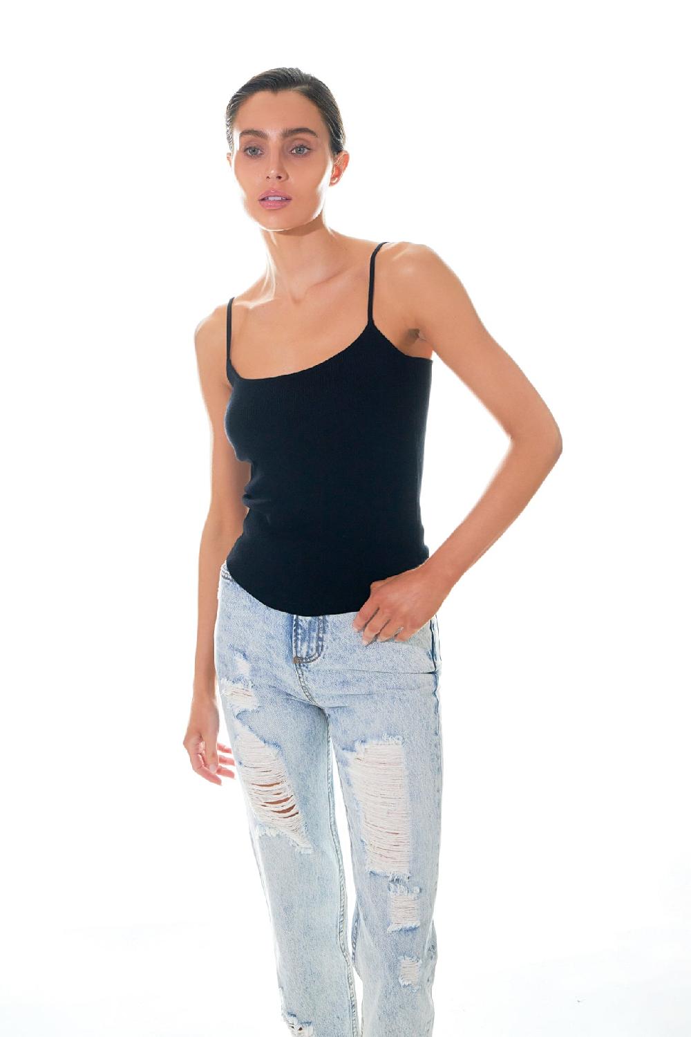 Endless Rose High-Waisted Distressed Straight Leg Jeans DENIM