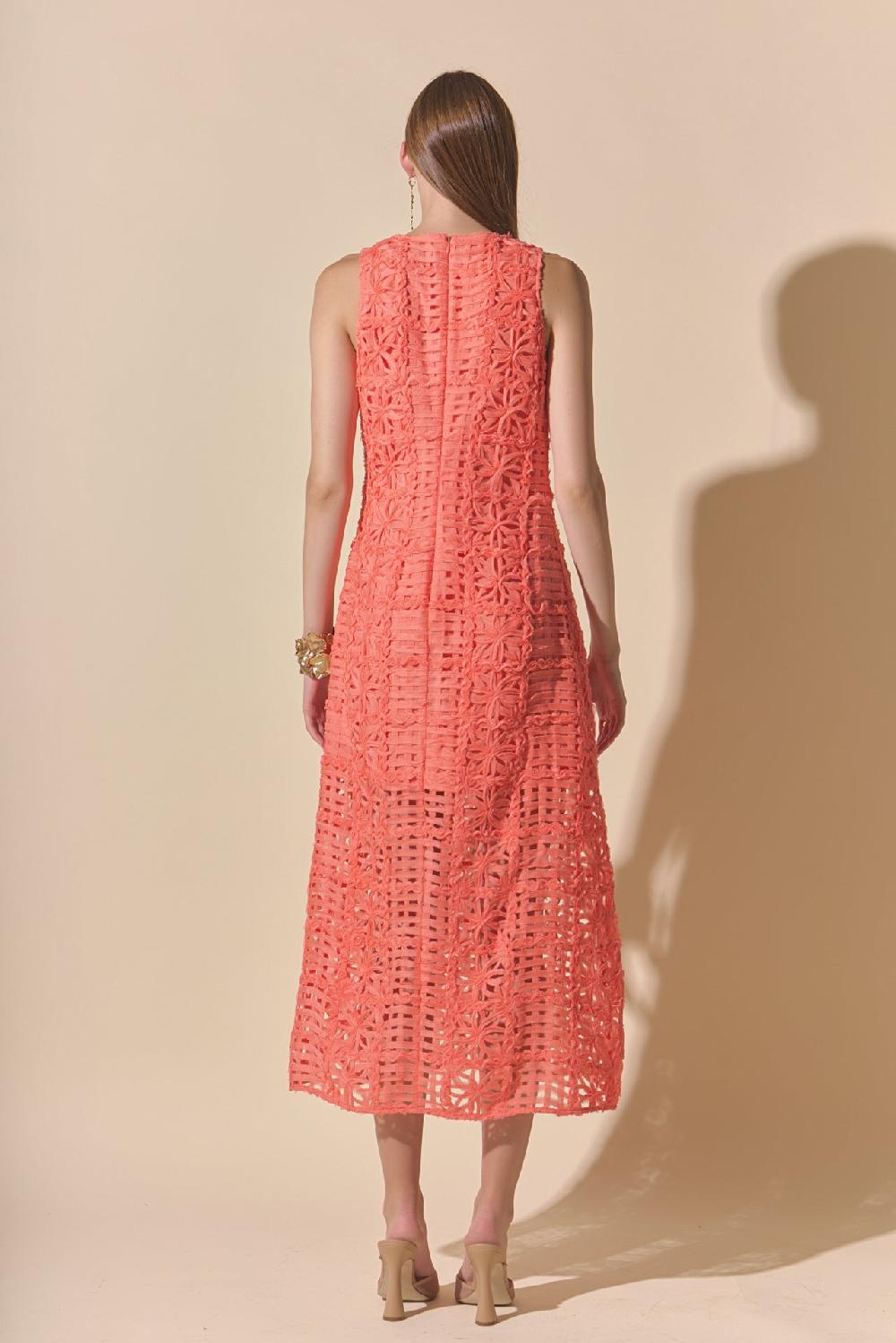 Endless Rose Iris Textured Sleeveless Maxi Dress CORAL ORANGE