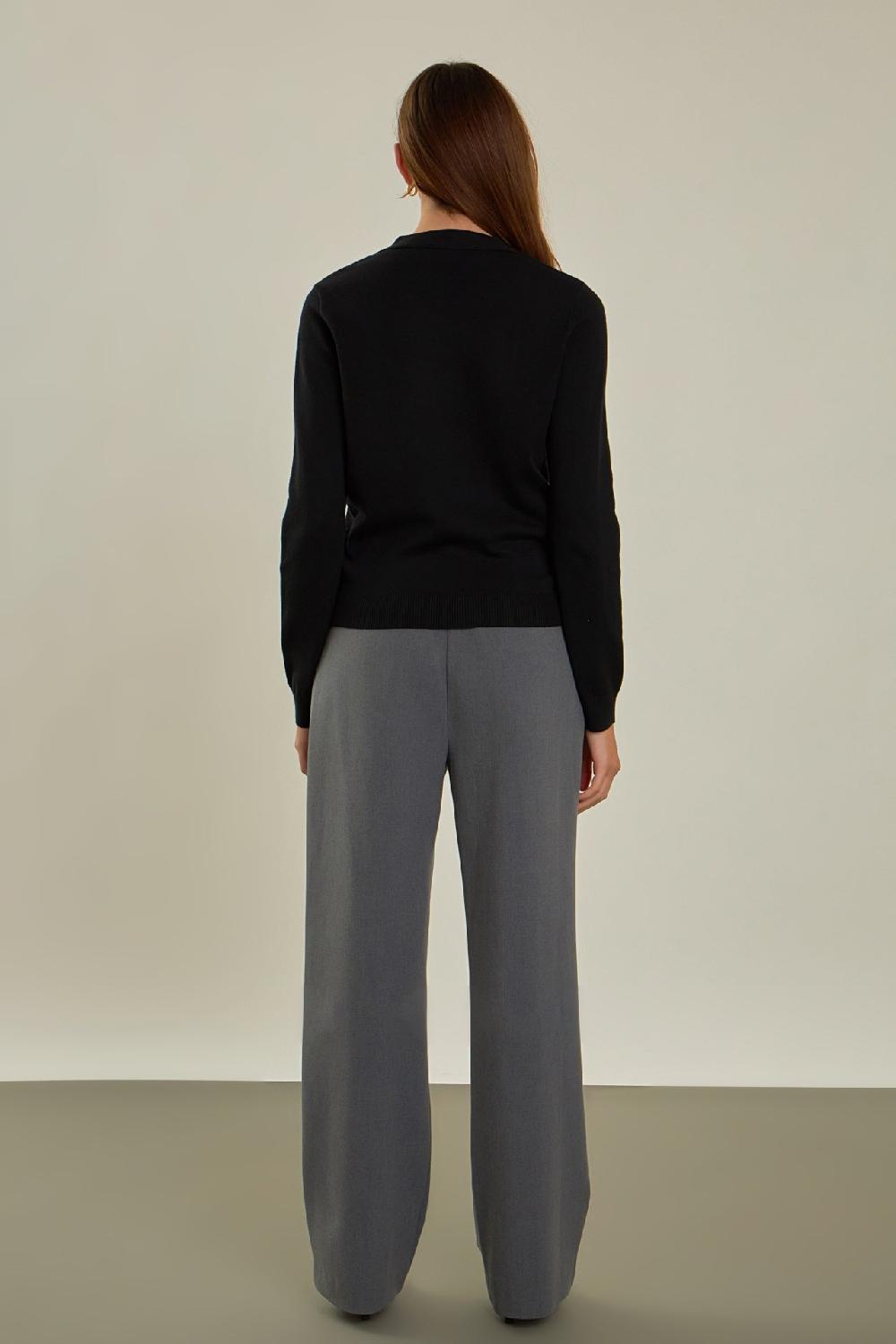 Endless Rose Knit Cardigan With Cross Over Buttons BLACK