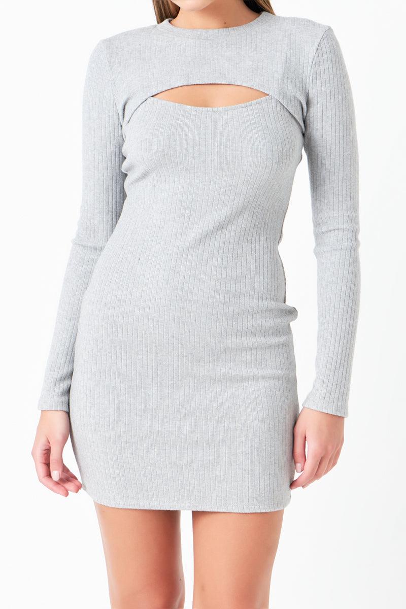 Endless Rose Knit Top With Knit Mini Dress LIGHT HEATHER GREY