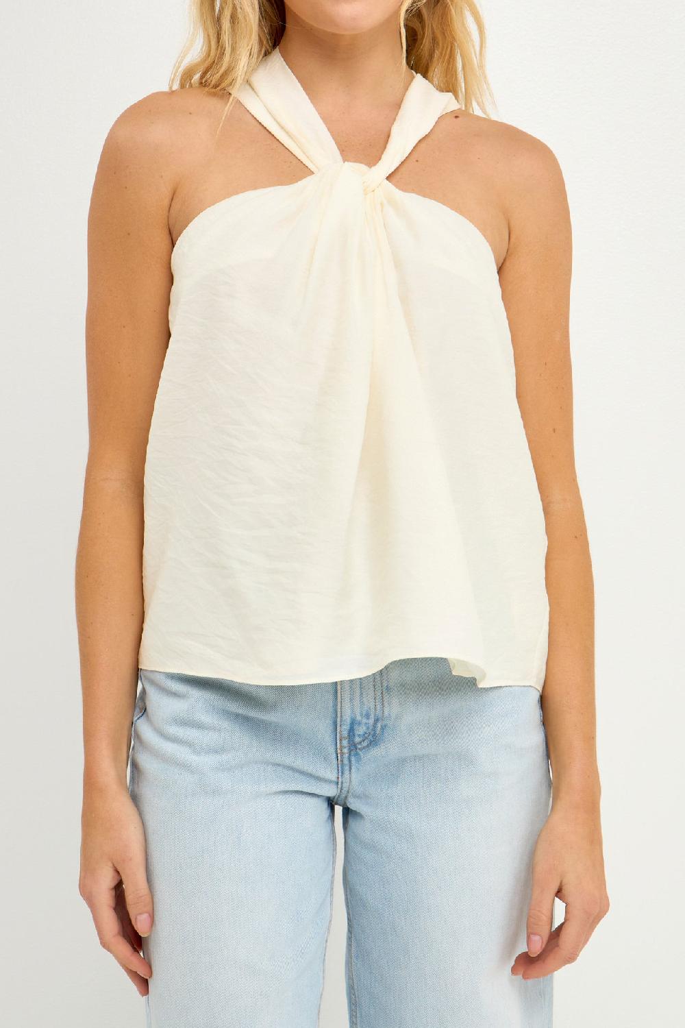 Endless Rose Loop Halter Neck With Cross Back Detail CREAM