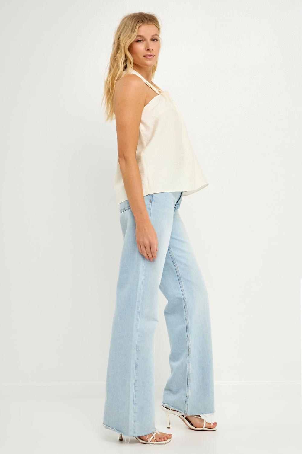 Endless Rose Loop Halter Neck With Cross Back Detail CREAM