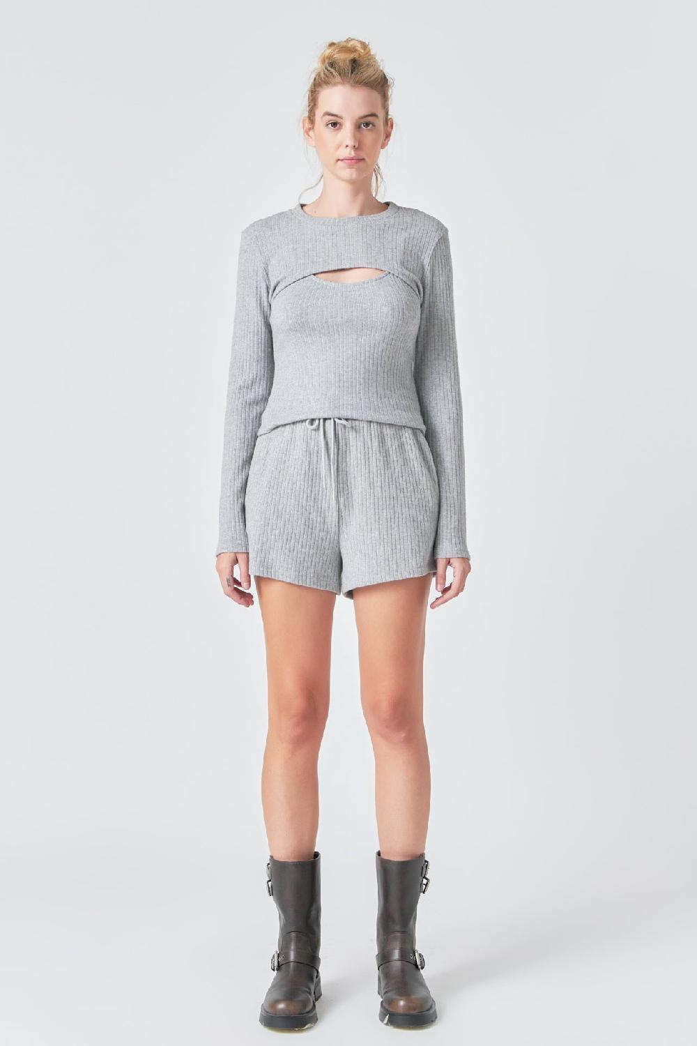 Endless Rose Loungewear Knit Shorts LIGHT HEATHER GREY