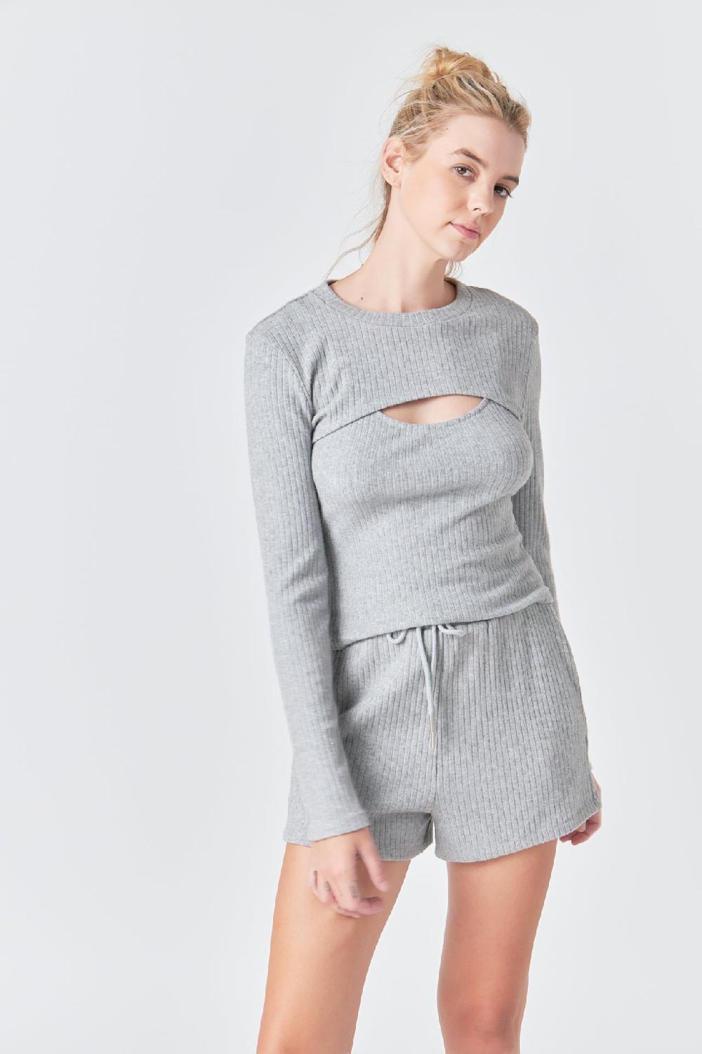 endless rose Loungewear Knit Shorts LIGHT HEATHER GREY