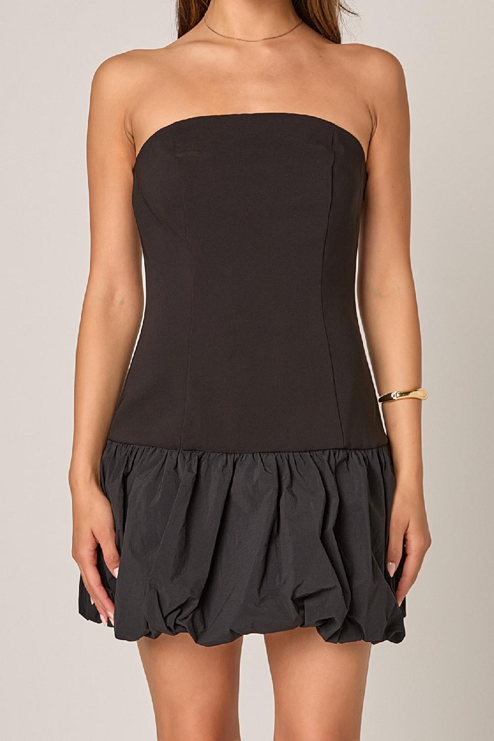 Endless Rose Makayla Strapless Bubbled Mini Dress BLACK