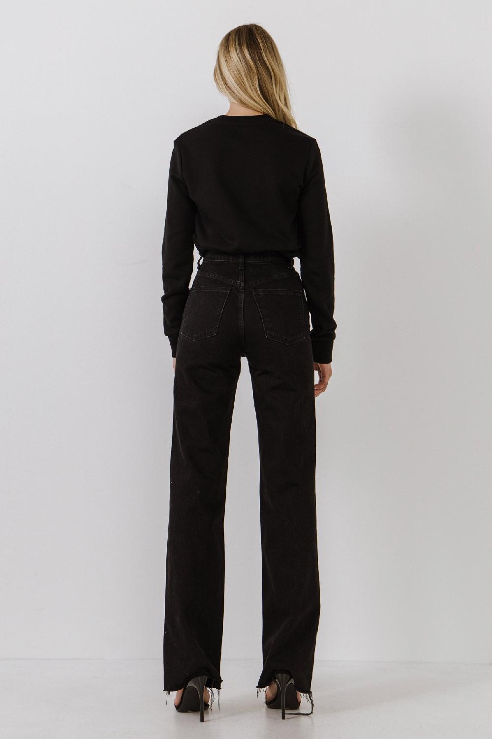 Endless Rose Merci Lettering Beads Sweatshirt BLACK