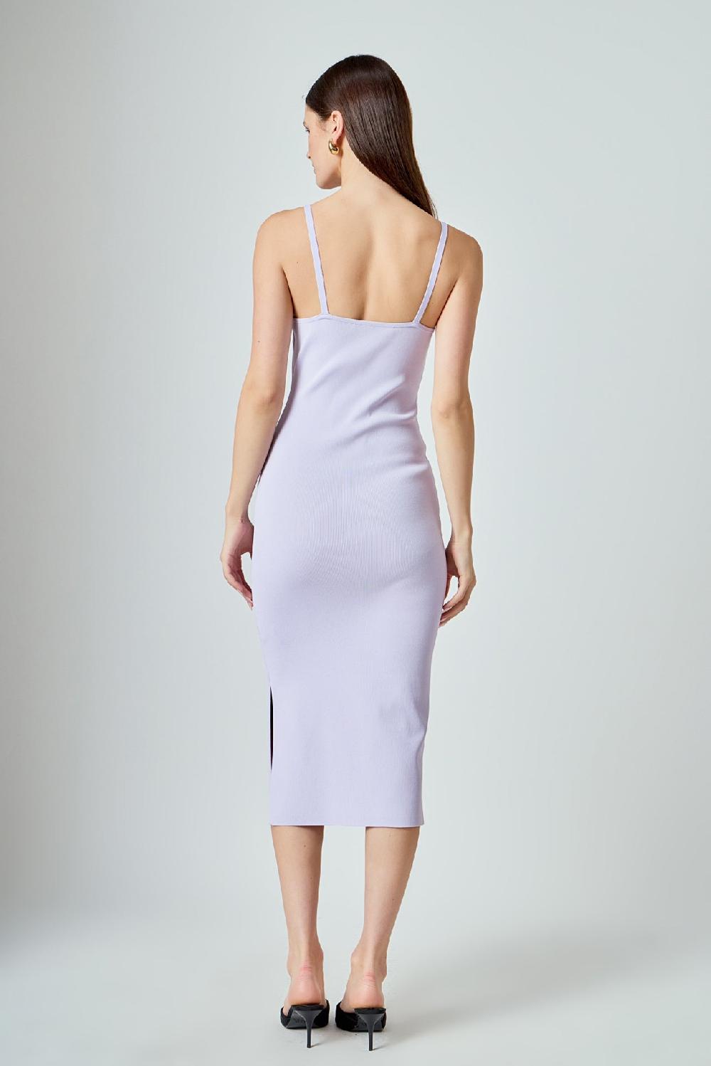 Endless Rose Mixed 3D Flower Knit Maxi Dress LAVENDER