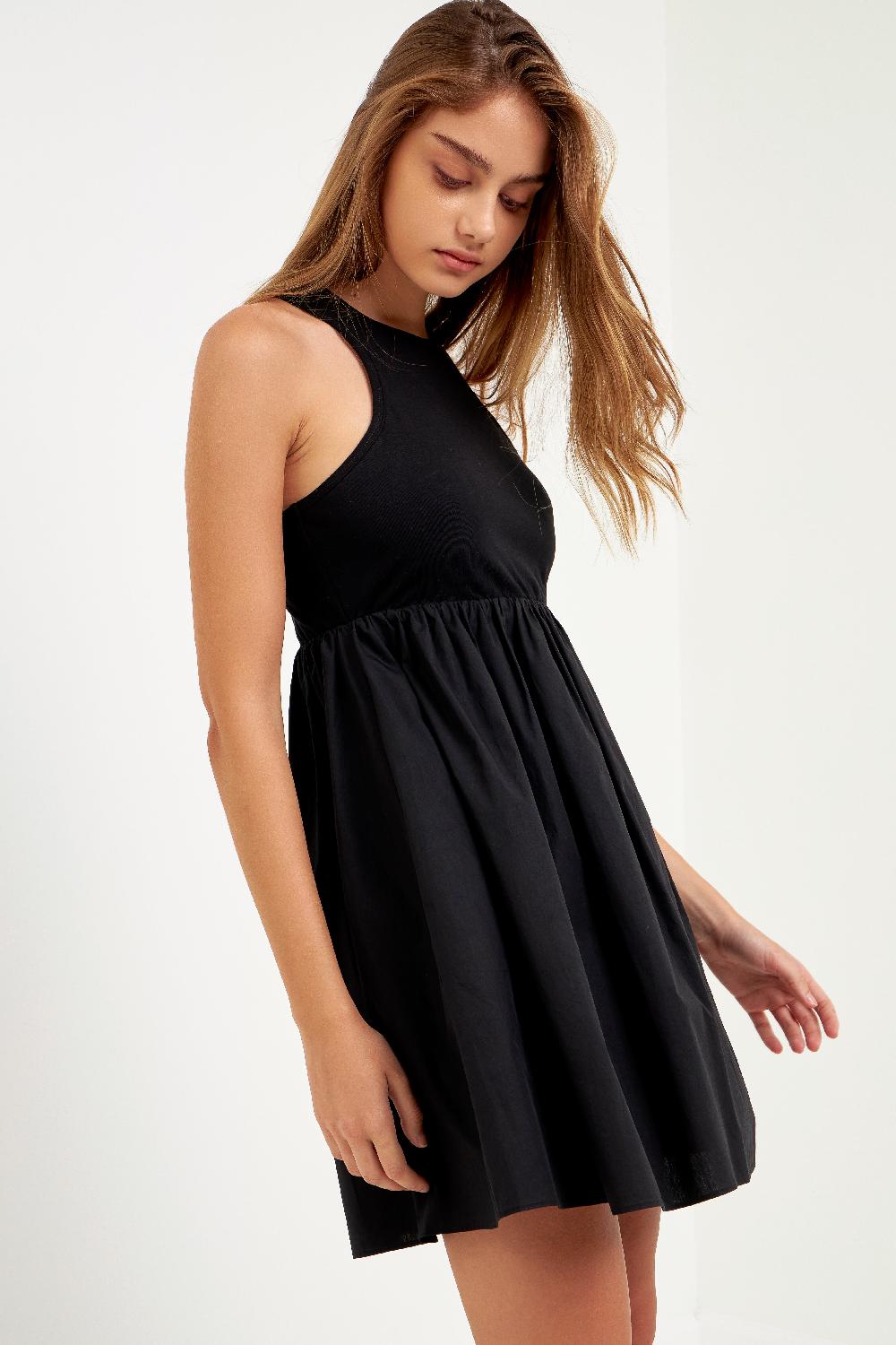 Endless Rose Mixed Media Racerback Voluminous Mini BLACK