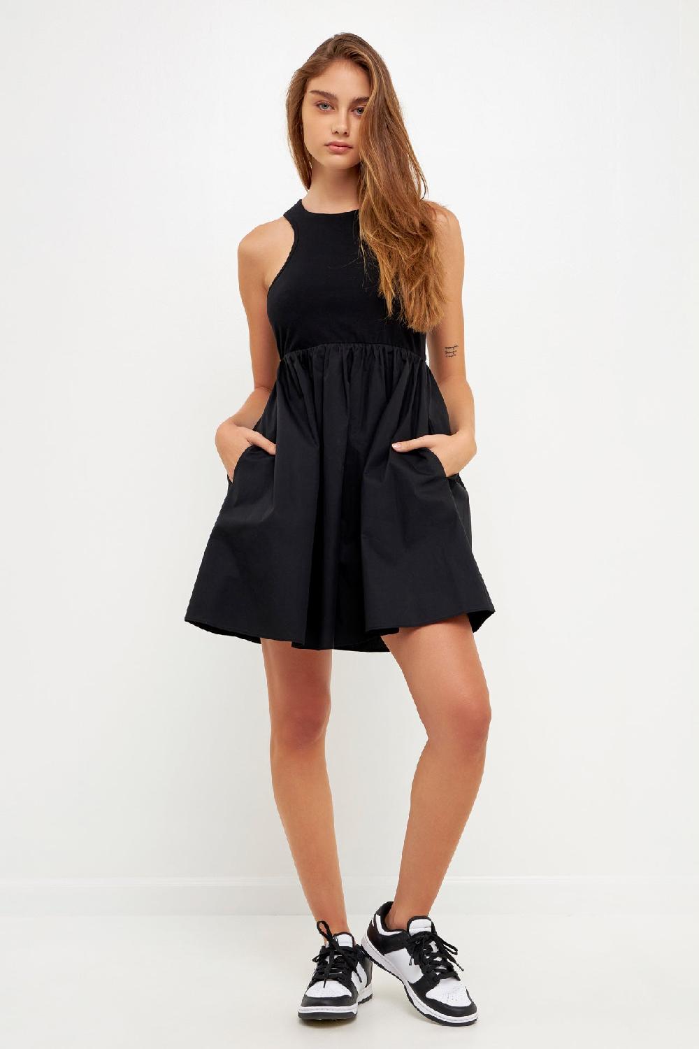 Endless Rose Mixed Media Racerback Voluminous Mini BLACK