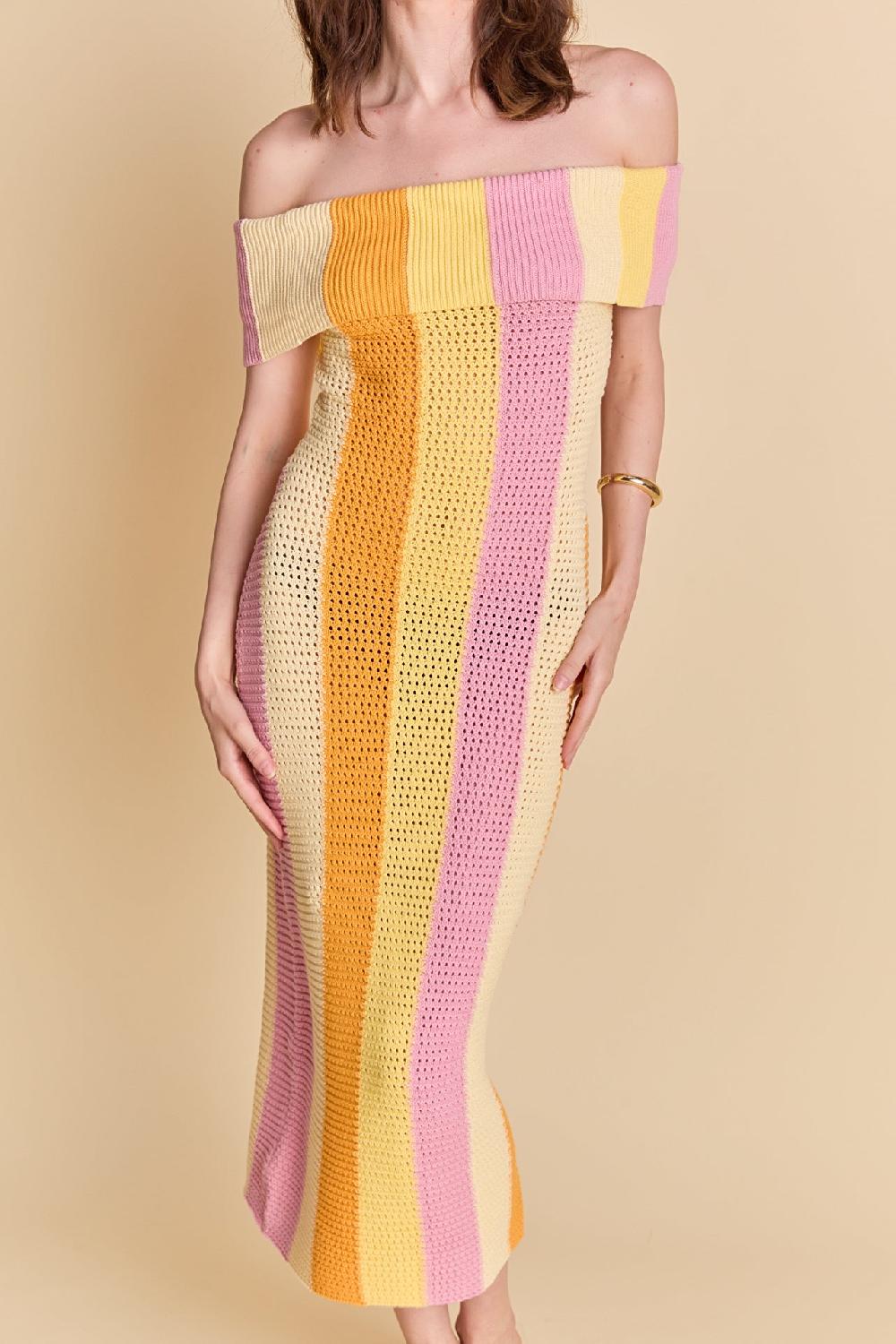 Endless Rose Off Shoulder Sleeveless Midi Dress SUNRISE