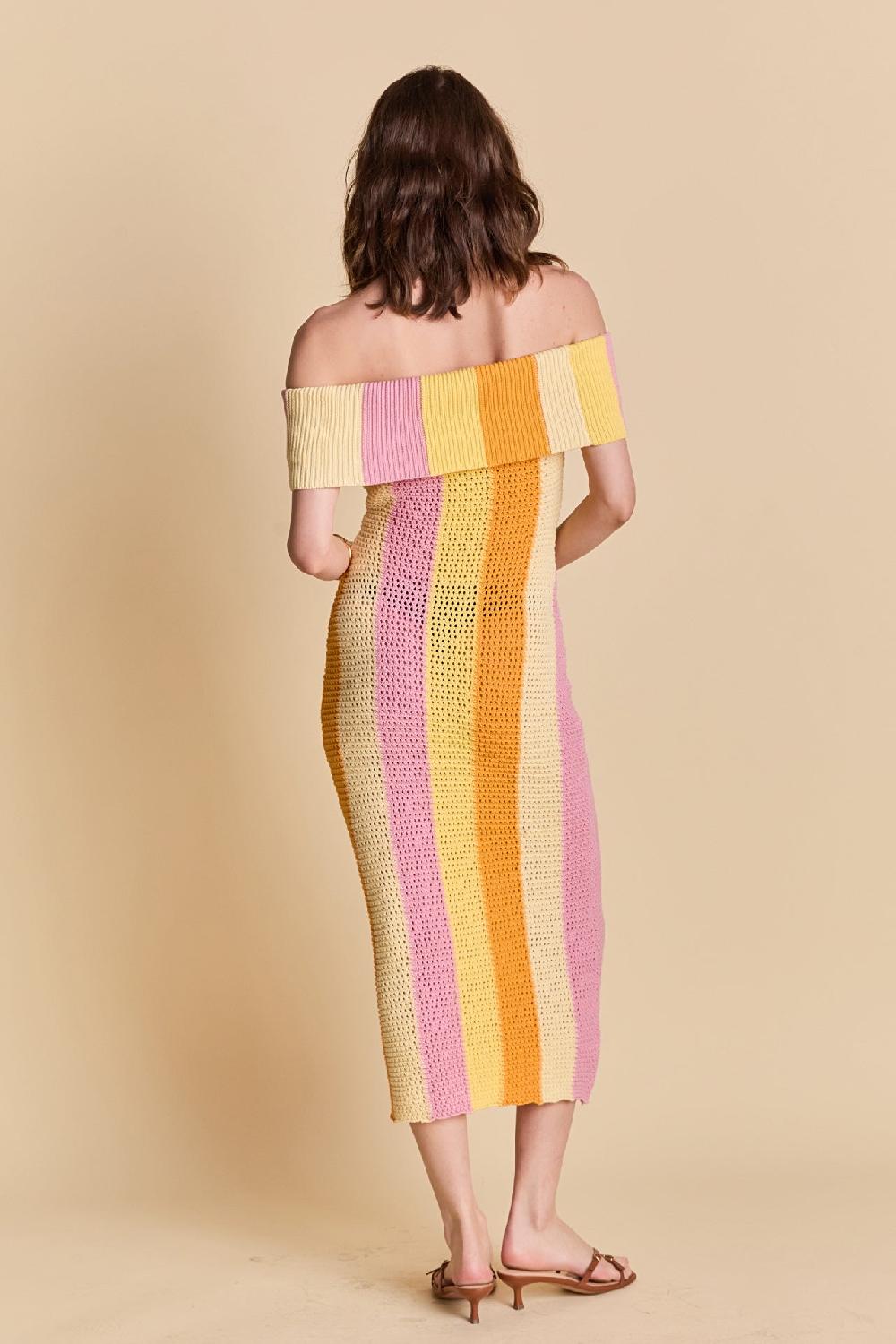 Endless Rose Off Shoulder Sleeveless Midi Dress SUNRISE