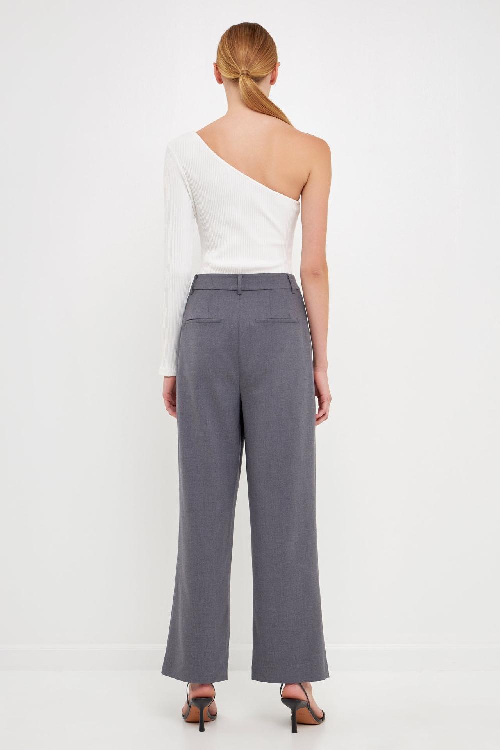 Endless Rose One Shoulder Ribbed Knit Bodysuit WHITE