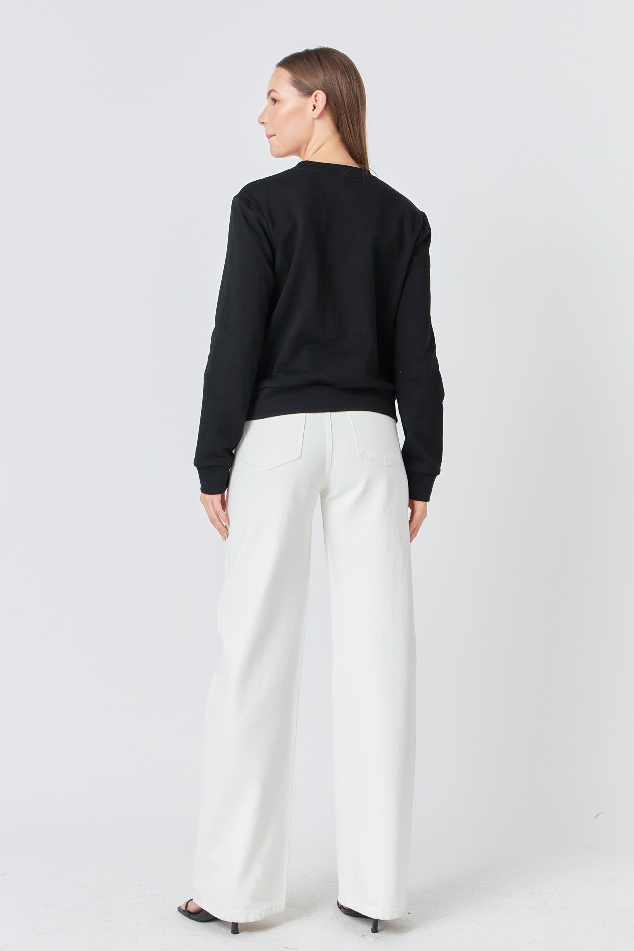 Endless Rose Oui Pearl Embellished Sweatshirt BLACK