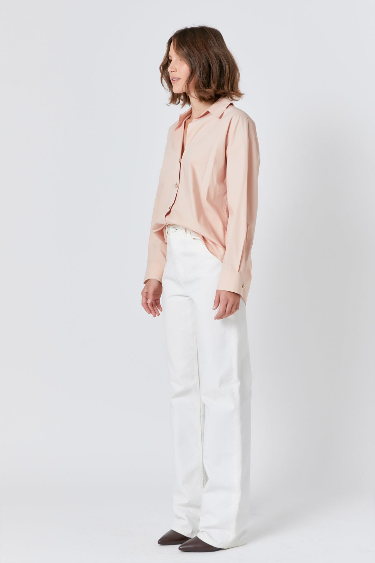 Endless Rose Oversize Button Collared Shirt DUSTY PINK