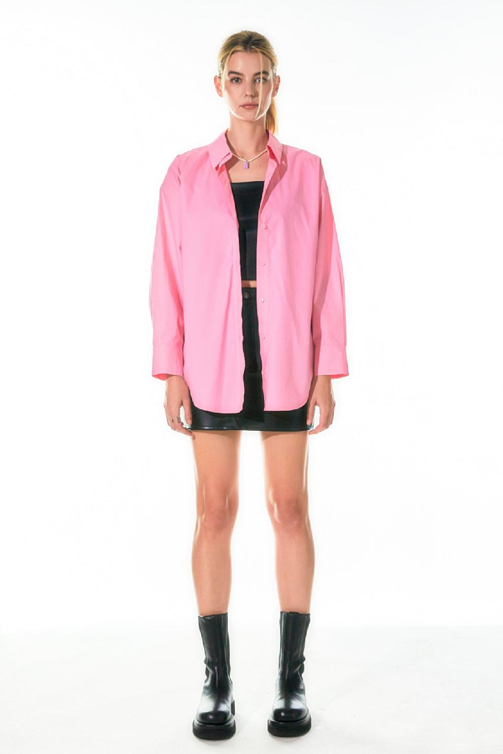 Endless Rose Oversize Collared Shirt BUBBLEGUM PINK