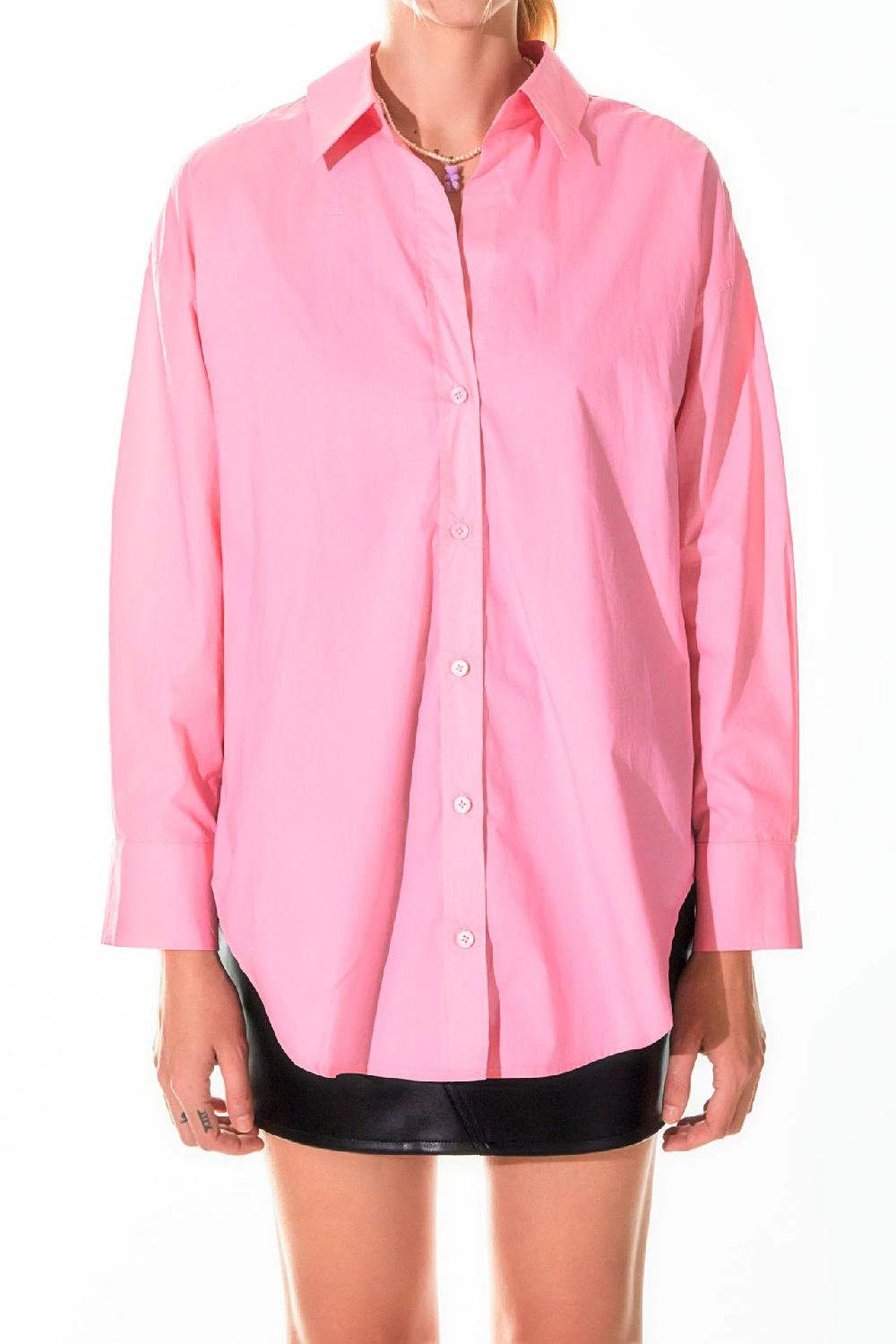 Endless Rose Oversize Collared Shirt BUBBLEGUM PINK