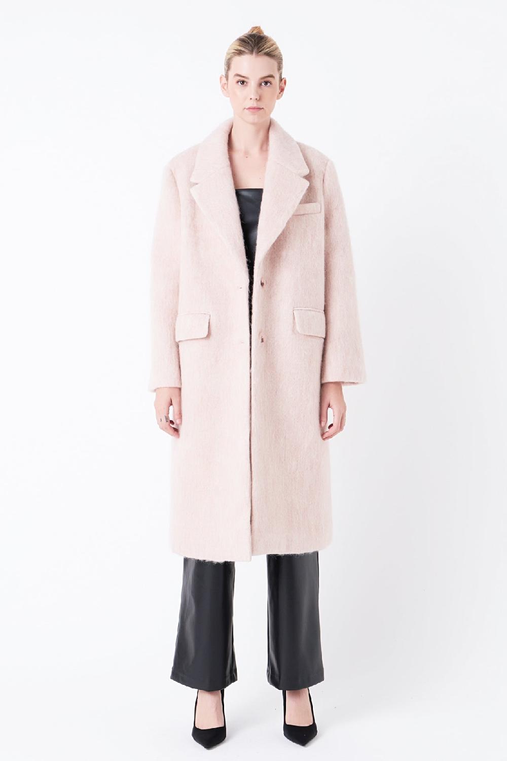 endless rose Oversize Single-breasted Long Coat HEATHER BLUSH