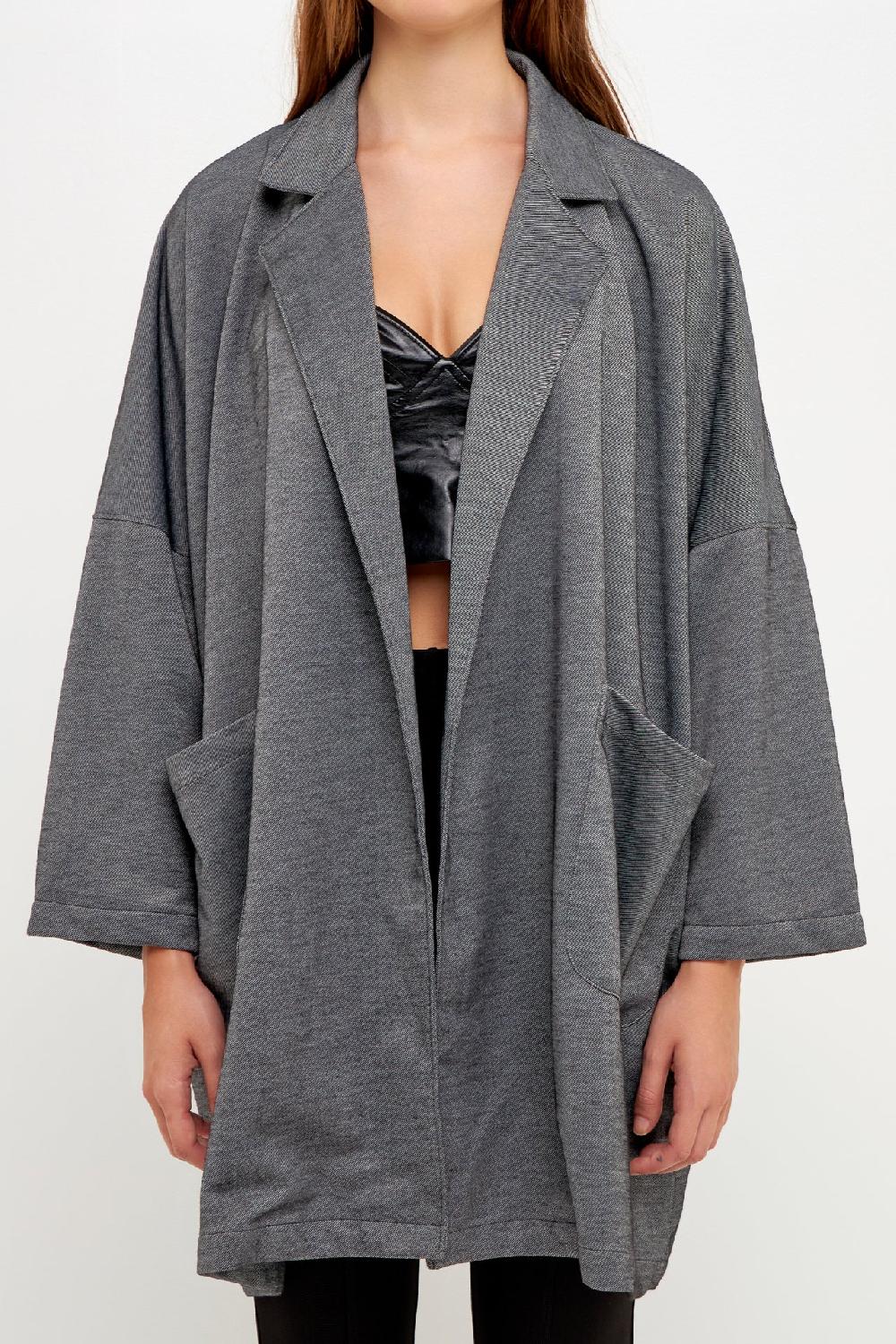 Endless Rose Oversized Coat With Big Pocket HEATHER GREY