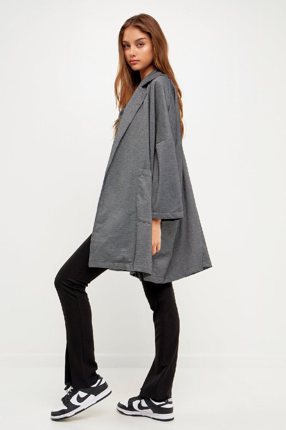 Endless Rose Oversized Coat With Big Pocket HEATHER GREY