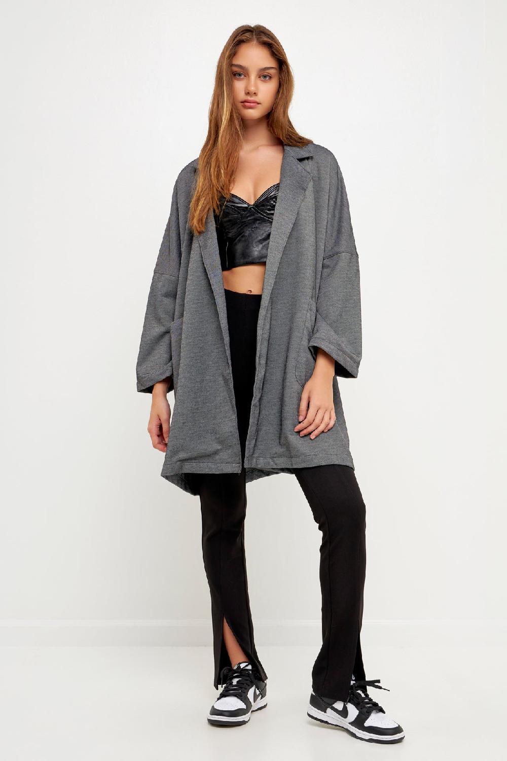 endless rose Oversized Coat with Big Pocket HEATHER GREY