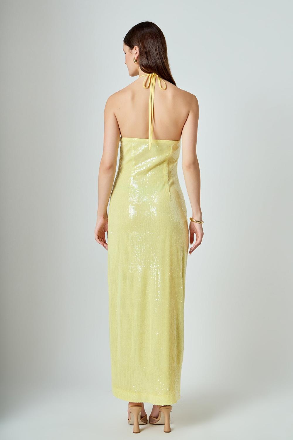 Endless Rose Rose Haltered Sequins Maxi Dress BUTTER