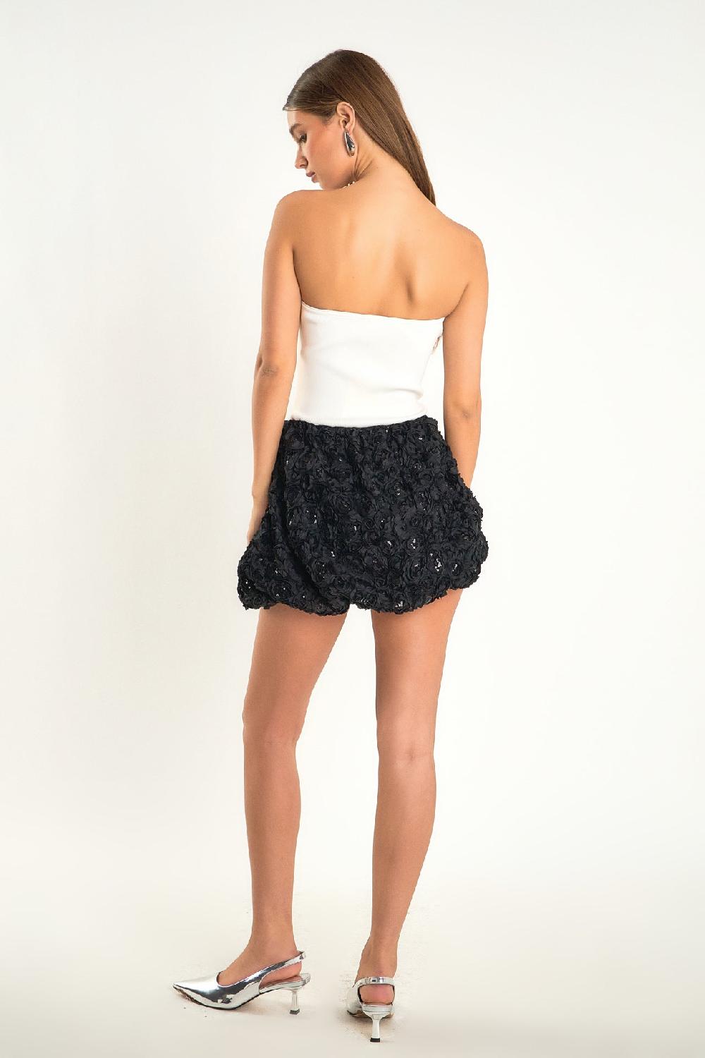 Endless Rose Sabrina Floral Sequin Mixed Media Mini Dress IVORY/BLACK