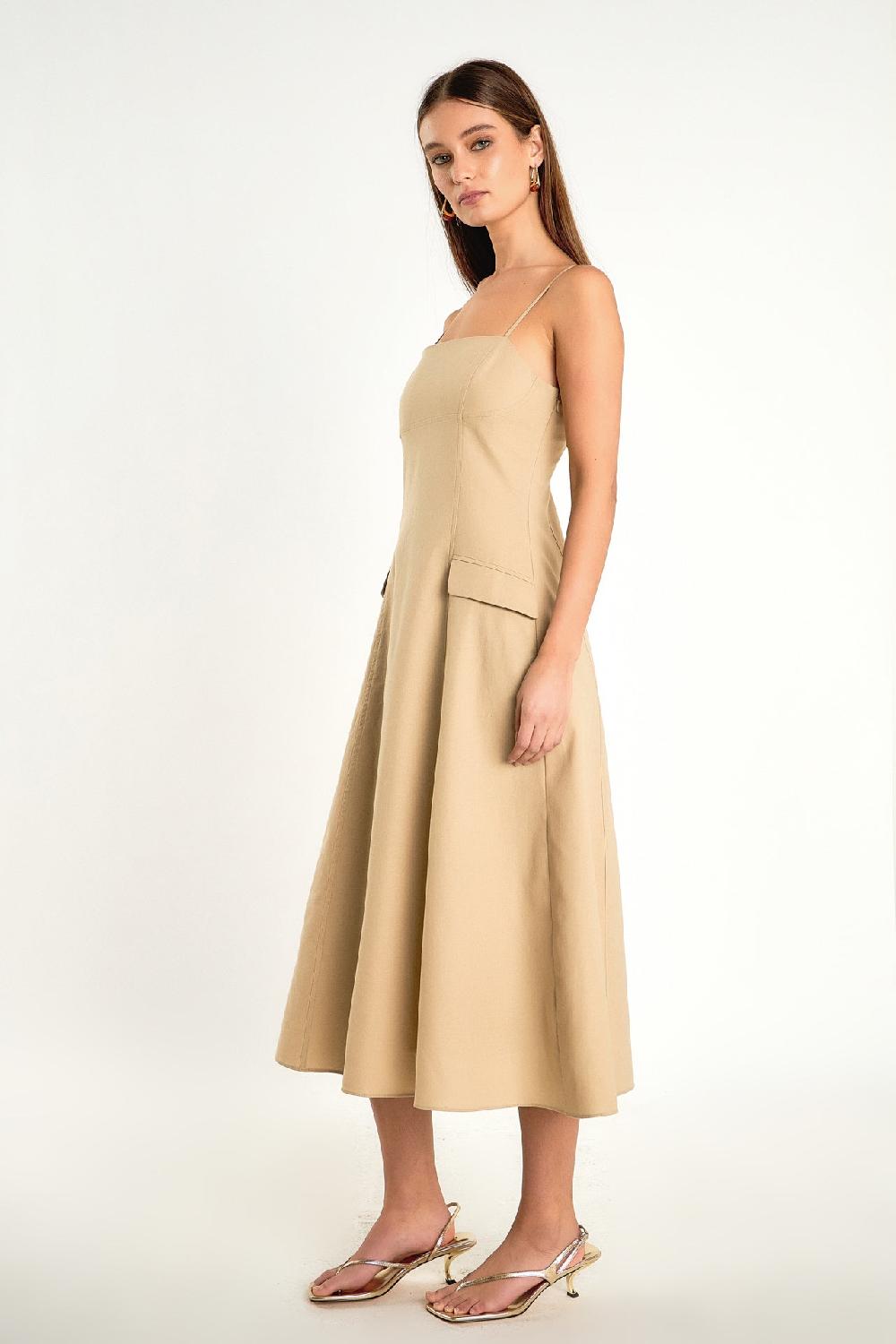 Endless Rose Savannah Linen Sleeveless Maxi Dress SAND