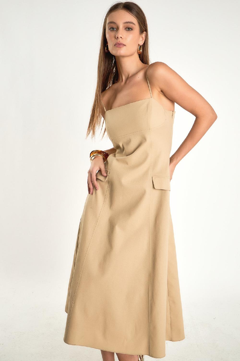endless rose Savannah Linen Sleeveless Maxi Dress SAND