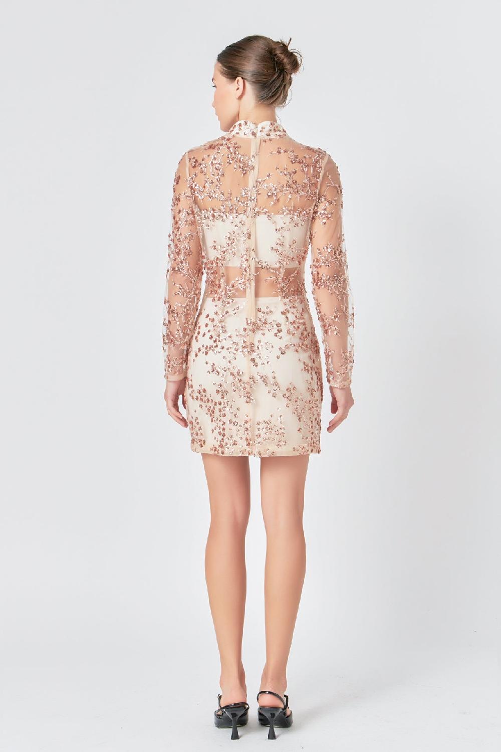 Endless Rose Sequins Embroidered Mini Dress CHAMPAGNE