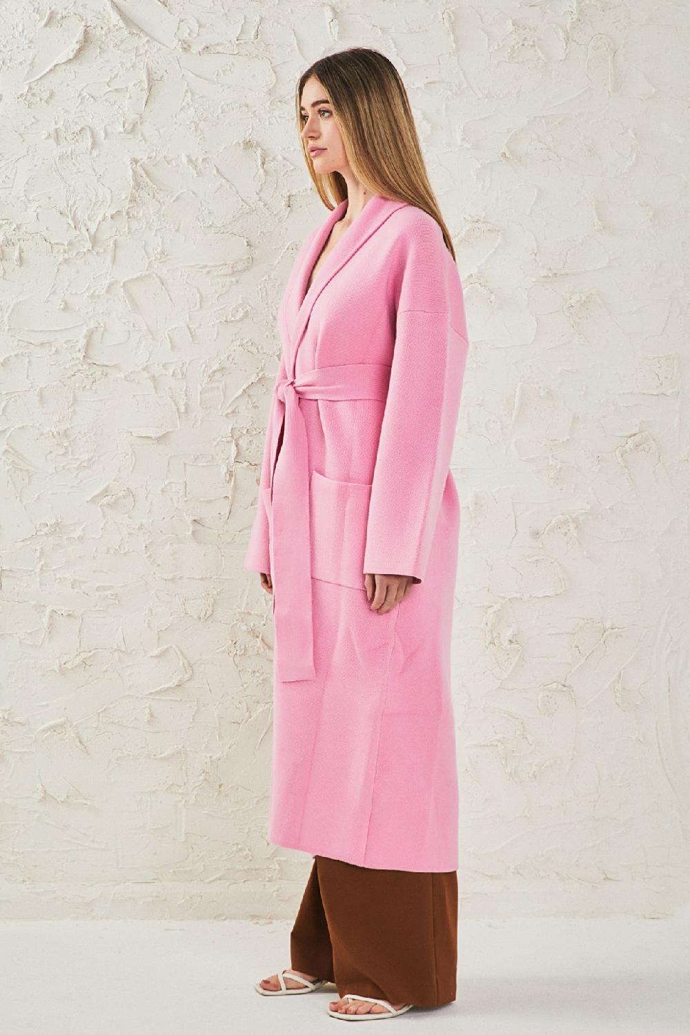 Endless Rose Shawl Collar Oversize Long Cardigan PINK