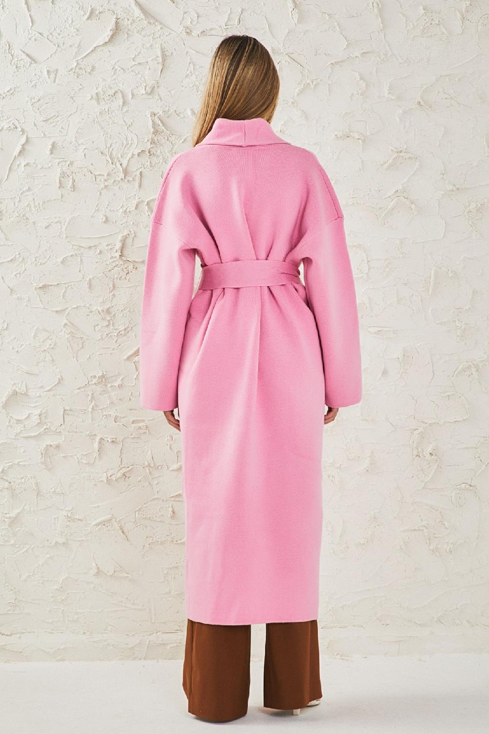 Endless Rose Shawl Collar Oversize Long Cardigan PINK