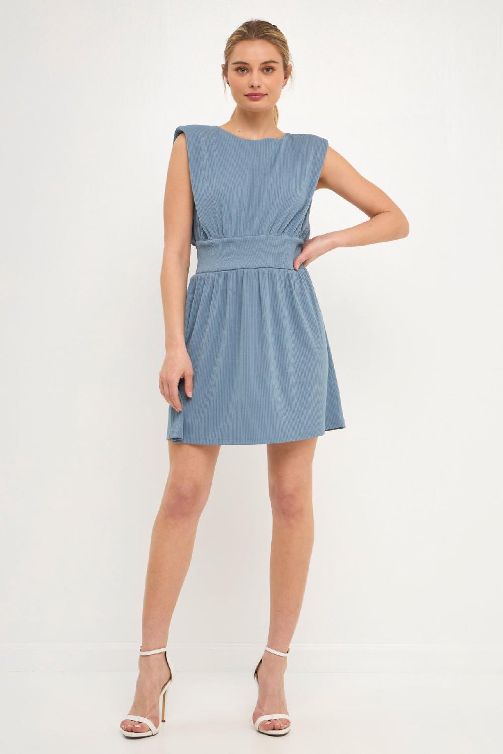 endless rose Shoulder Pad Mini with Smocked Waist BLUE