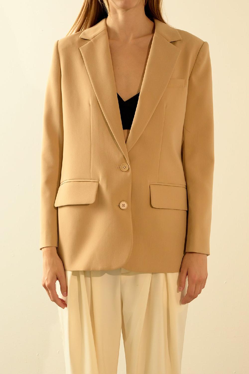 Endless Rose Single Breast 2 Piece Button Blazer CAMEL