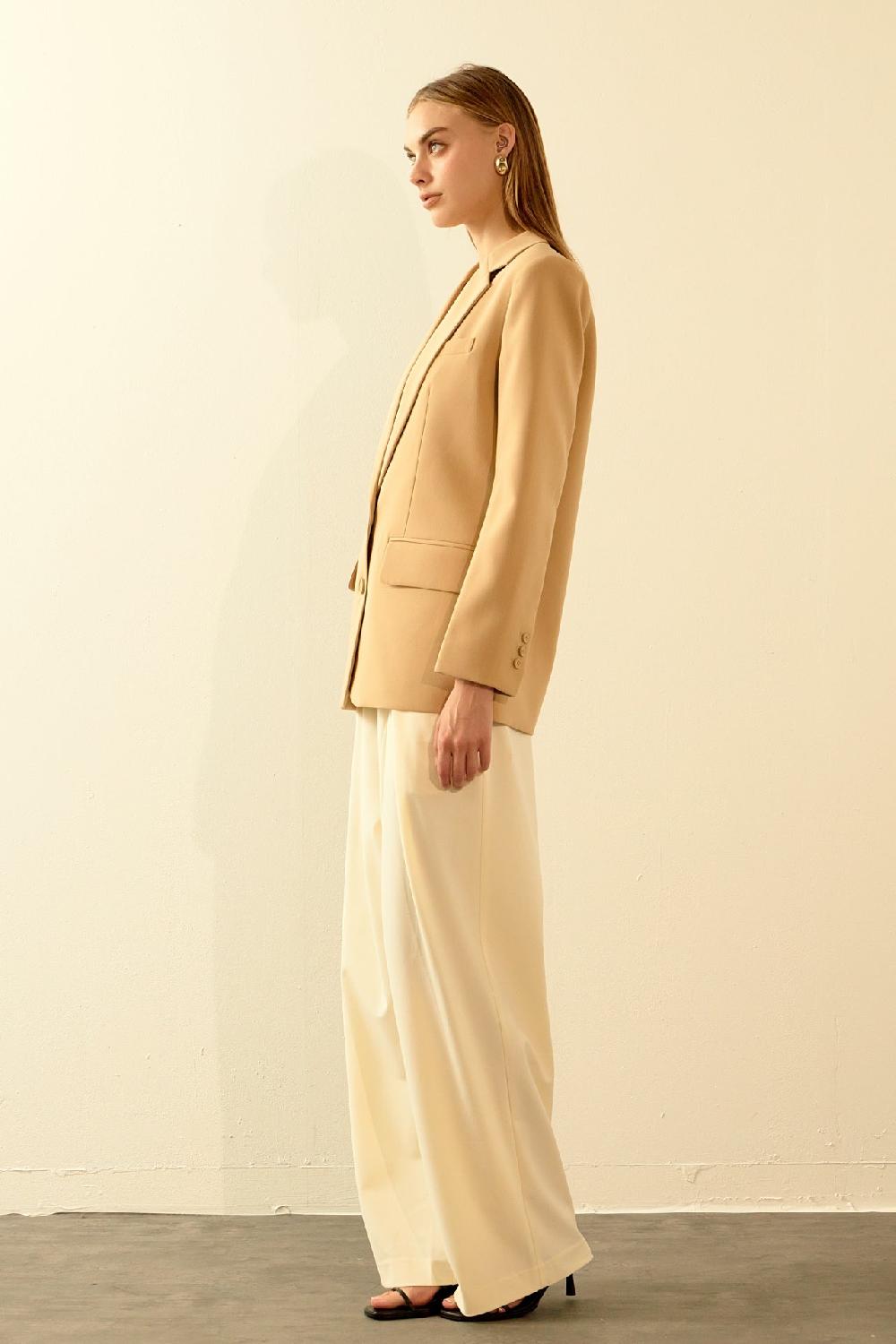 Endless Rose Single Breast 2 Piece Button Blazer CAMEL