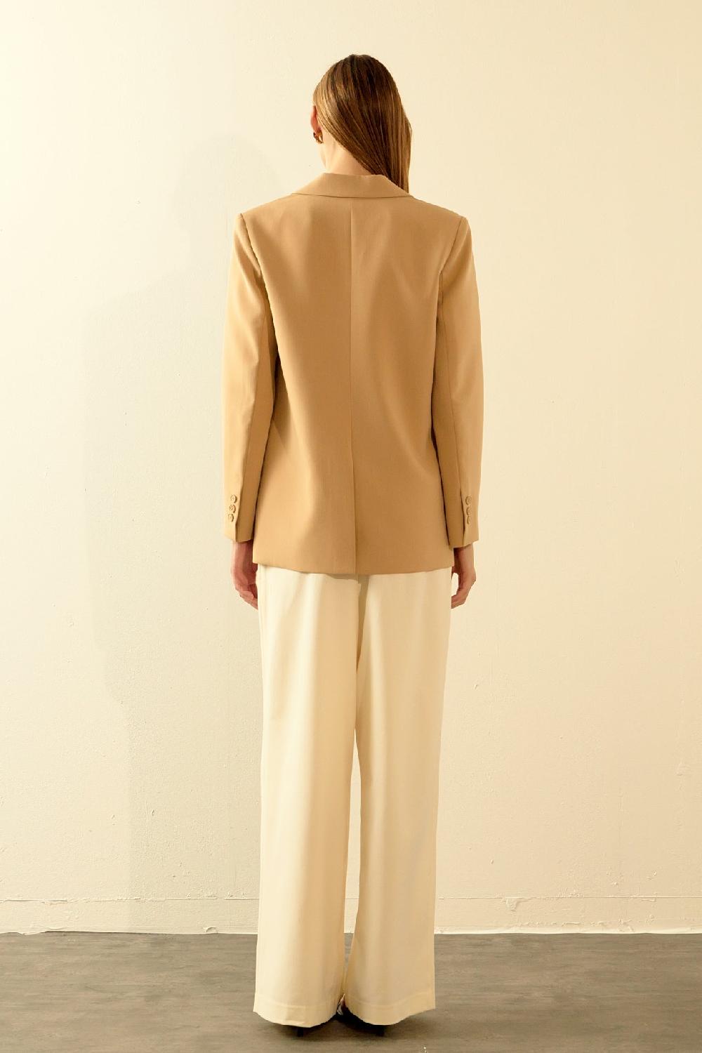 Endless Rose Single Breast 2 Piece Button Blazer CAMEL