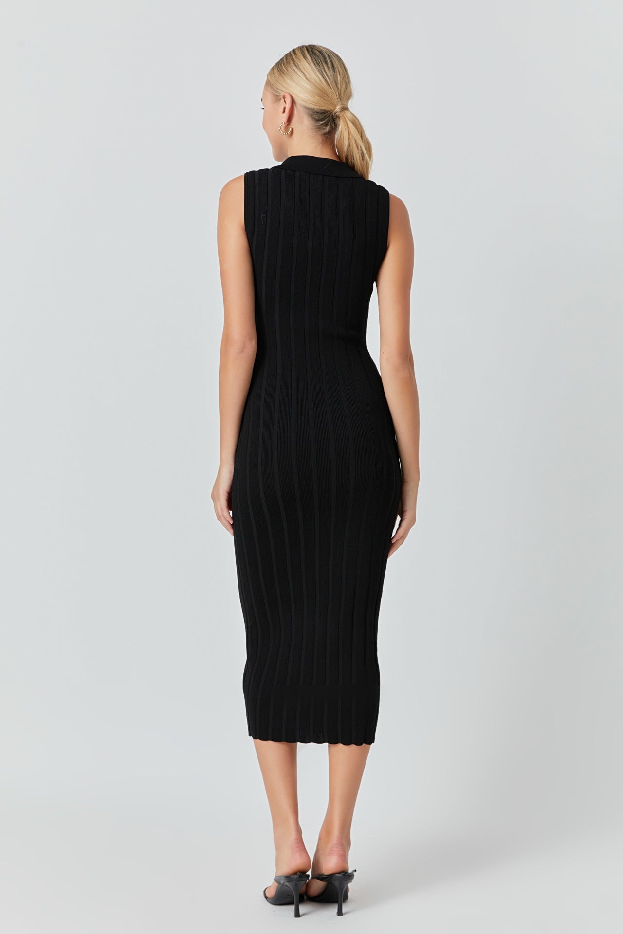 Endless Rose Sleeveless Rib Knit Maxi Dress JET BLACK