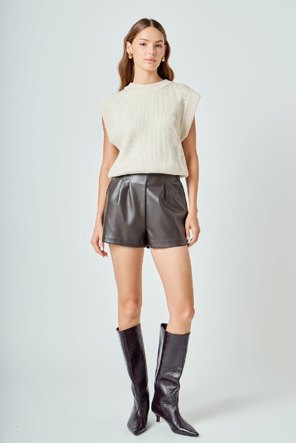 endless rose Sleeveless Round neck Vest Knit Top CREAM