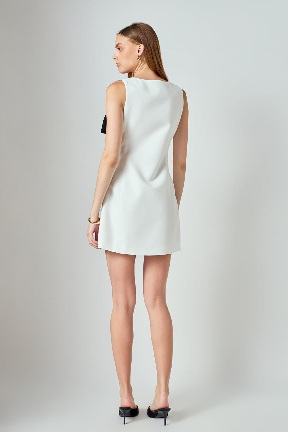 Endless Rose Sophia Bow Cutout Mini Dress IVORY/BLACK