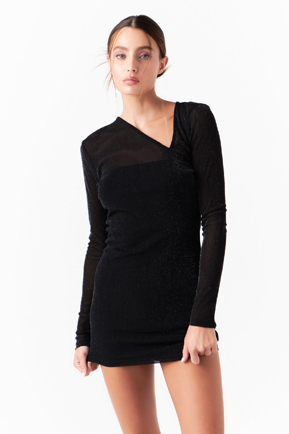 Endless Rose Sparkly Mini Dress With Cut Out Detail BLACK