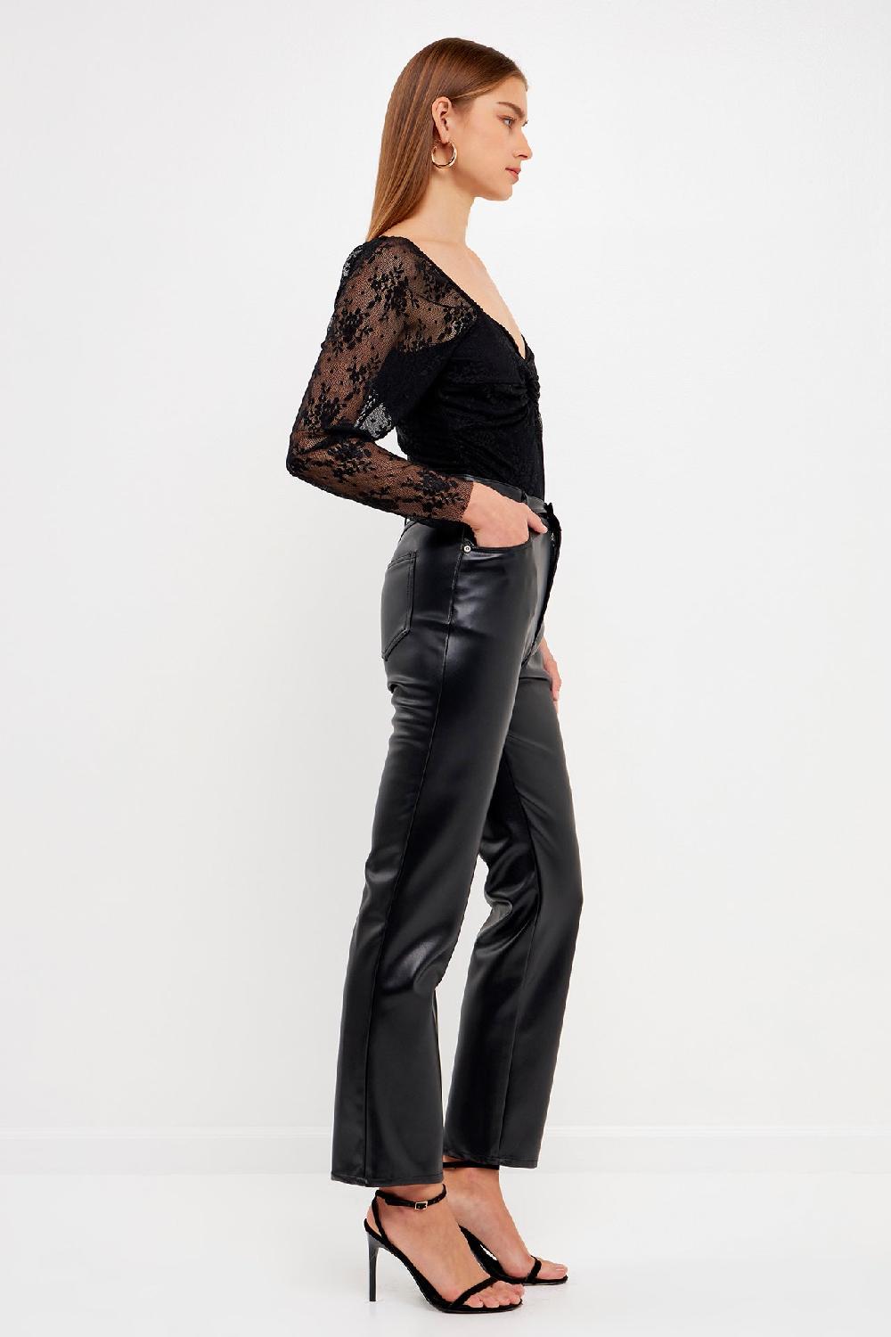 Endless Rose Super Cheeky Floral Lace Bodysuit BLACK